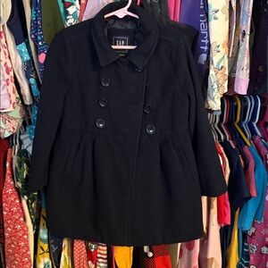 GAP Classic Black Double-Breasted Pea Coat